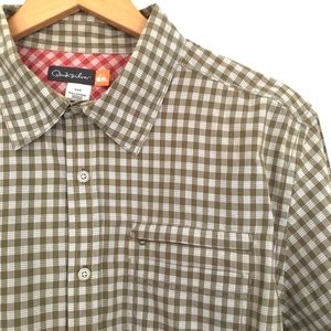 Quicksilver Long Sleeve Tan Plaid Button Front Shirt Medium